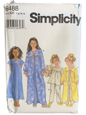 Simplicity Girls Sleepwear Sewing Pattern Size 7 8 10 12 8488 - Uncut
